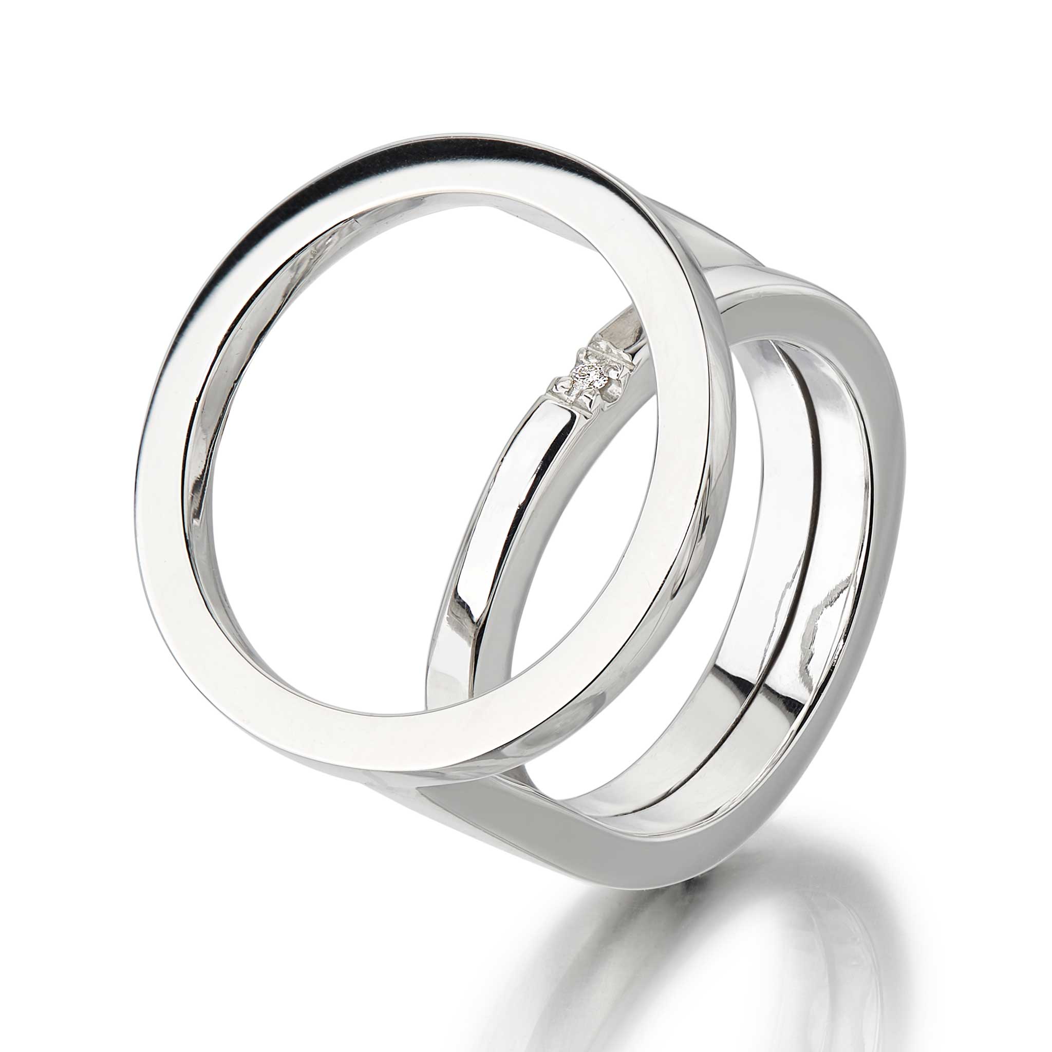 Orbit Ring Created in Sterling Silver with Diamond